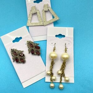 Pierced Earrings Fancy Bling Bundle of Three Pairs